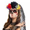 Gotisches Halloween-Schleier-Stirnband Halloween-Kostüm mit Schwarzem Schleier Rosenblüten-Krone Kopfschmuck Spitze Schleier Party-Kopfschmuck