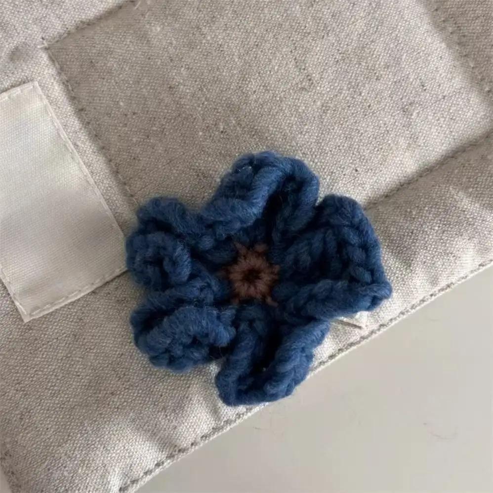 Słodki Uroczy Klips do Włosów Niebieski Mały Kwiatek Wsuwka Retro Dzianinowy Kwiatowy Kobiety Dziewczynki Klips Krokodylkowy Grzywka Klips Boczny Akcesoria do Włosów