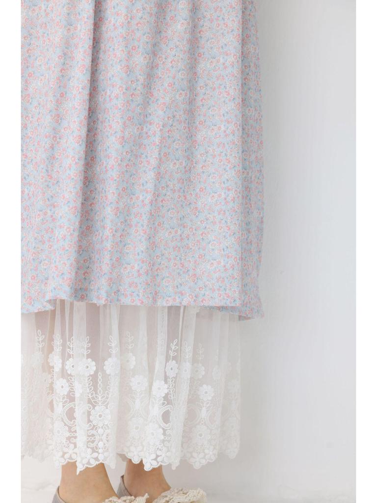 Women's Floral Print Lace-up Doll Collar Cotton Linen Long Sleeve Loose Plus Size Spring Dress