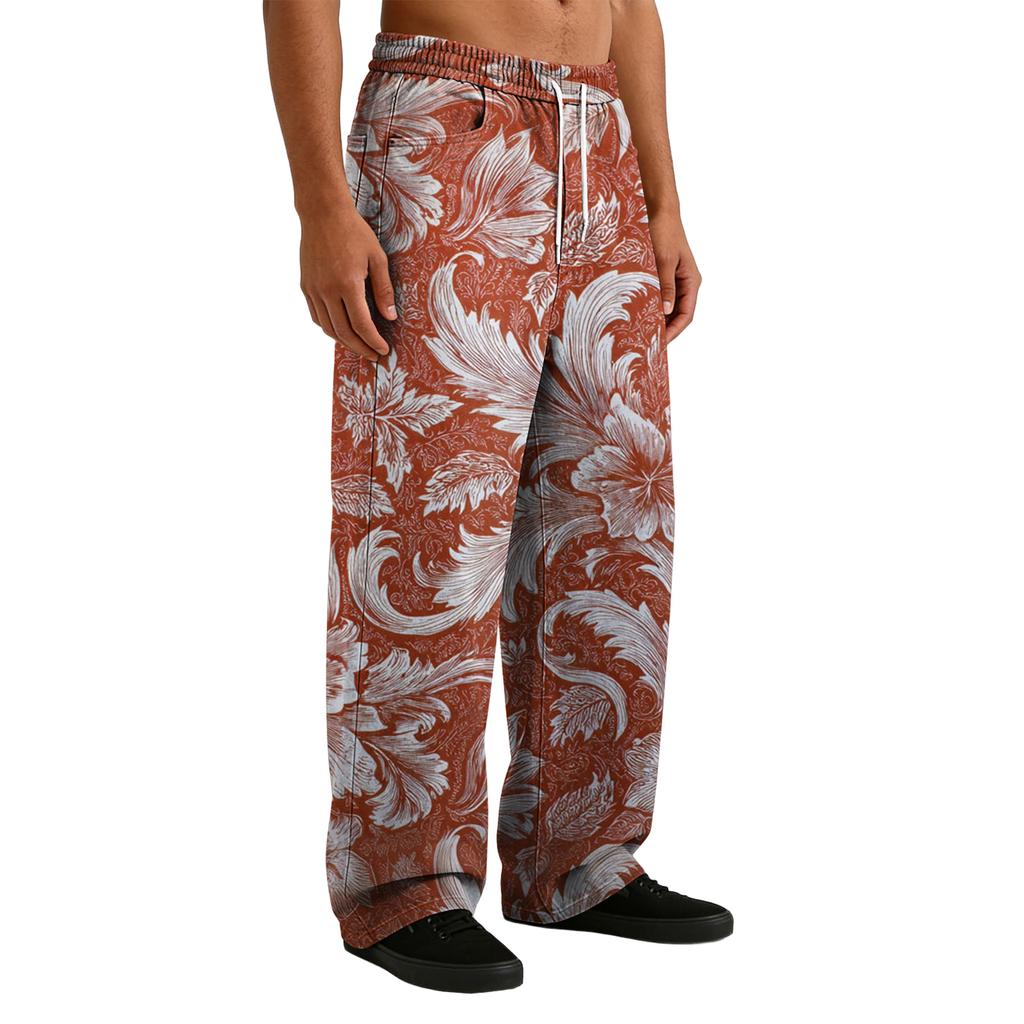 Men's Casual Stretch Waist Drawstring Straight-Leg Pants