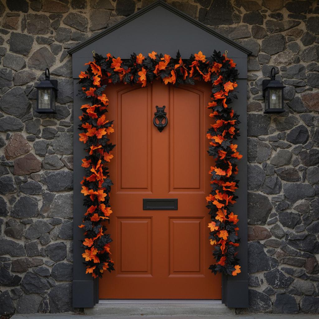 Hanging Vine Decorative Garland Multi-Purpose Artificial Autumn Foliage Garland Reusable Thanksgiving Door Wreath for Home Decor