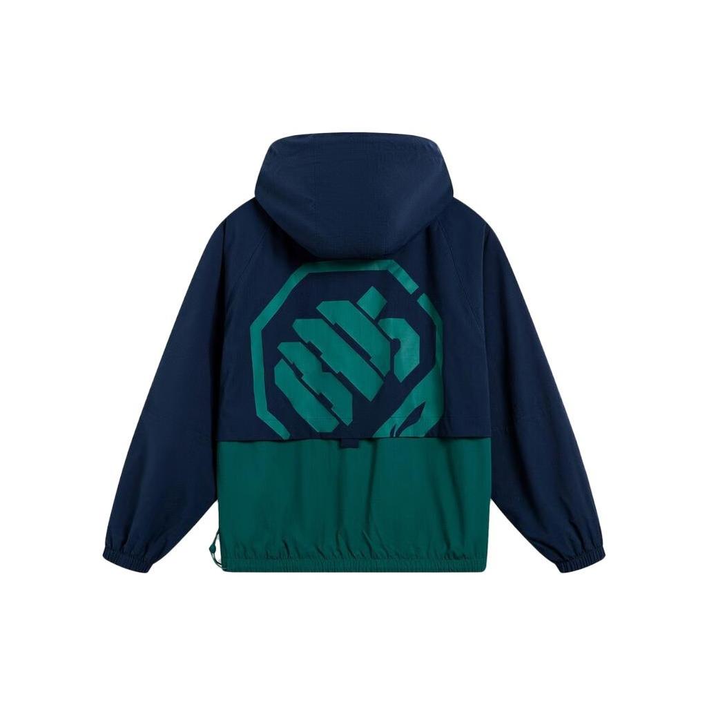 Li-Ning Li Ning BADFIVE Trench Coat Men's Dark Marine Blue Lush Green Unisex AFDT435-6