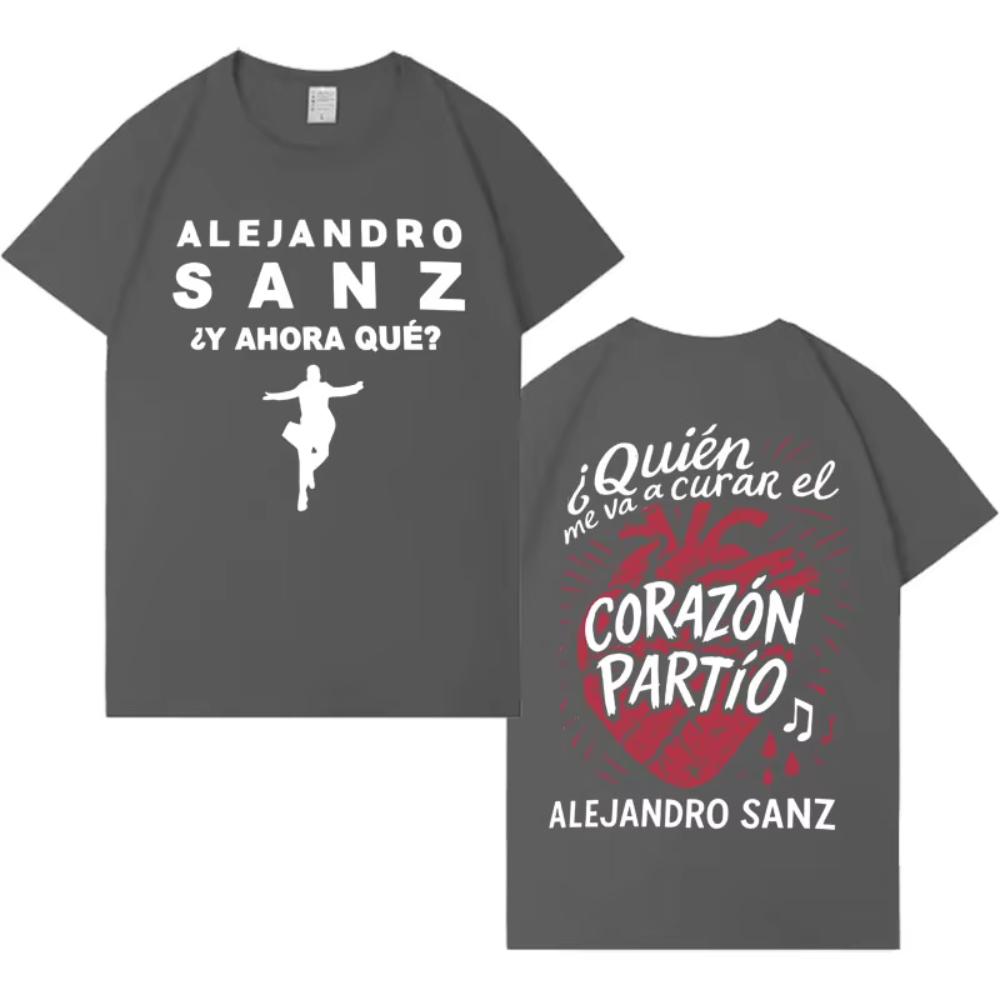 Singer Alejandro Sanz Trendy Graphics Short Sleeve Tshirt Men Women Punk Casual Y2K Clothing Fan Gifts