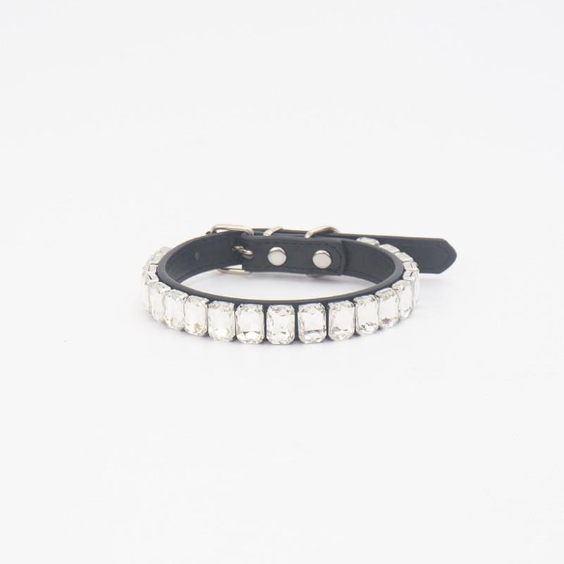 Luxury Rhinestone PU Leather Adjustable Pet Collar Dogs Cats Fashion Jewelry All Sizes
