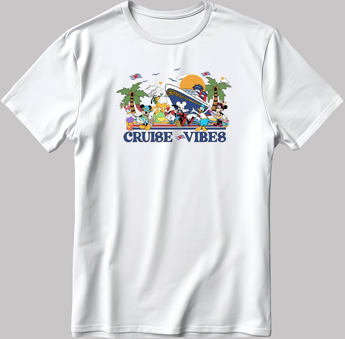 Mickey Mouse Cruise Trip Sailor Short Sleeve White-Black Men/Women T Shirt J010 S