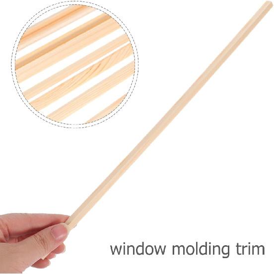 10 Pcs Triangular Wooden Stick Trim for Window Frame, 11.81 Inch Decorative Trim Pine Wood Strip Molding Strip for Home Decor, DIY Craft Project