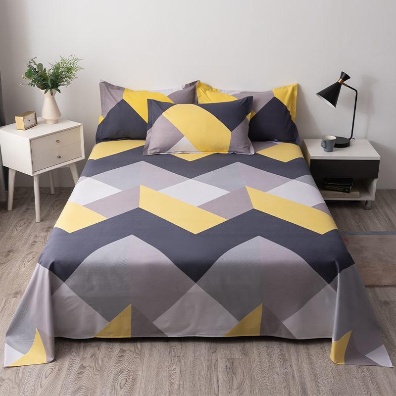 Comforter Wostar Geometry Printed Flat Bed Couple 2 People 150X200 Luxury Double Bed Bedsheet Single Double Queen King Size