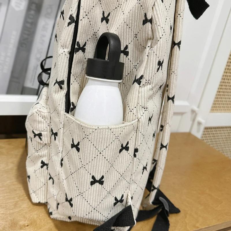 Χαριτομένο Σακίδιο από Κορδουάνι με Σχέδιο Φιόγκου Καθημερινό Casual Σακίδιο για Γυναίκες Ελαφρύ Σχέδιο με Κορδόνια Ιδανικό για Σχολείο Ταξίδια Μετακίνηση και Μοδάτες Εμφανίσεις