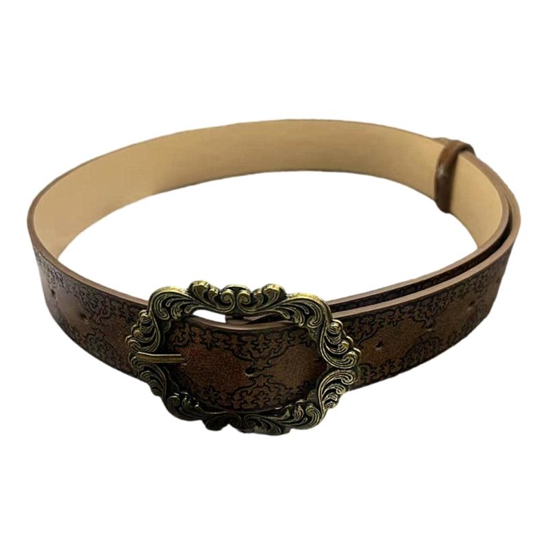 

Ретро Дерзкий Ремень с Пряжками Регулируемый Коричневый Ремешок из ПУ кожи Тисненый Ремень Модный Аксессуар Для Женщин Мужчин