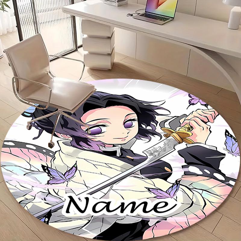 Personalized Demon Slayer Round Chair Office Rug - Perfect for Mat, Office Chair & More - Ideal Gift for Birthdays and Holidays