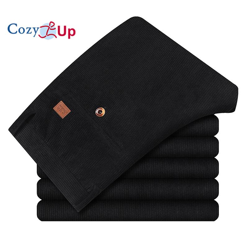 Cozy Up Pantalon décontracté droit ample taille haute en velours côtelé pour homme