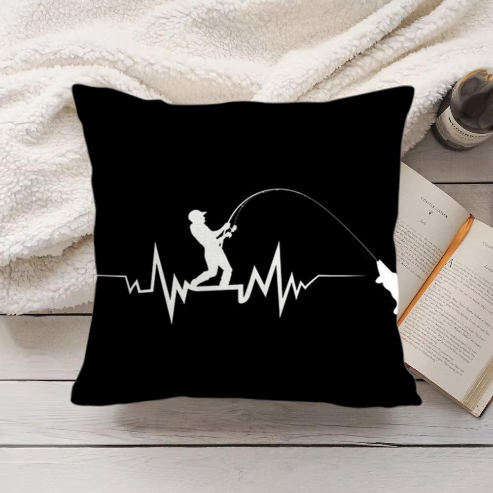

Fishing Heartbeat Cushion Cover Short Plush DoubleSided Printing Home Machine Washable in Warm Winter Pillow Cover 40x40cm