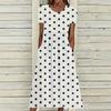 Neues Sommer-Mode-Kleid für Damen, mittelhoher Bund, lässig, Rundhalsausschnitt, gepunktet, kurzärmlig