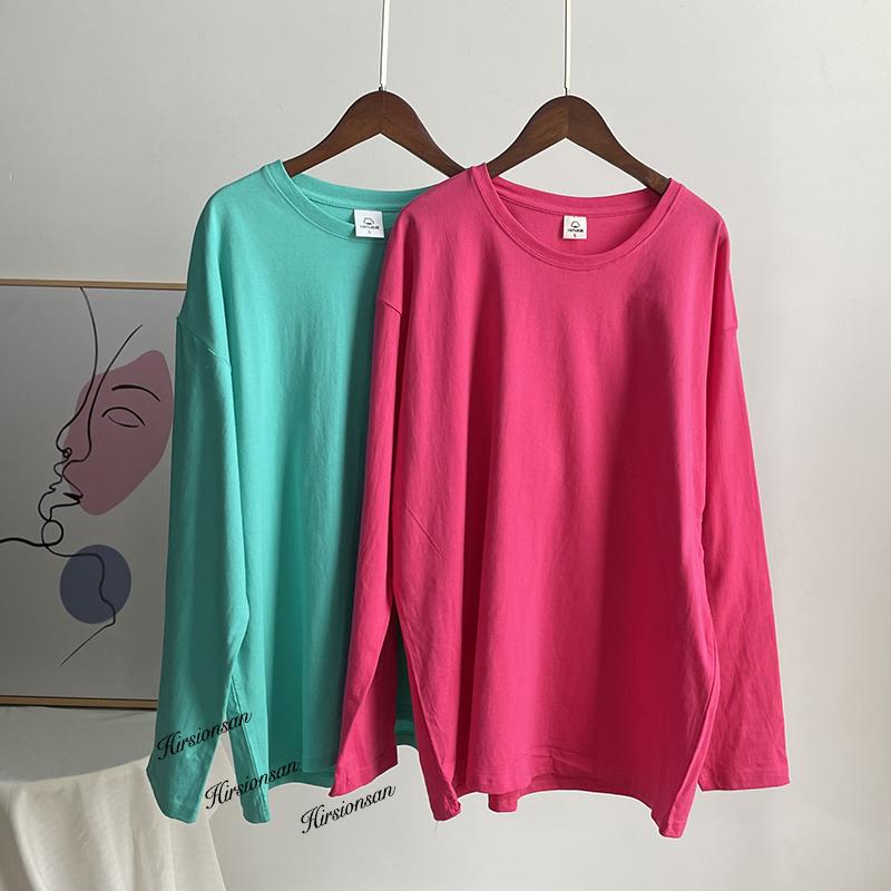 Hirsionsan Basic O-neck 100% Cotton T Shirt Women Loose Oversized Pullover Chic Cusual Tees Female Tops Girl Clothing 16 Colors