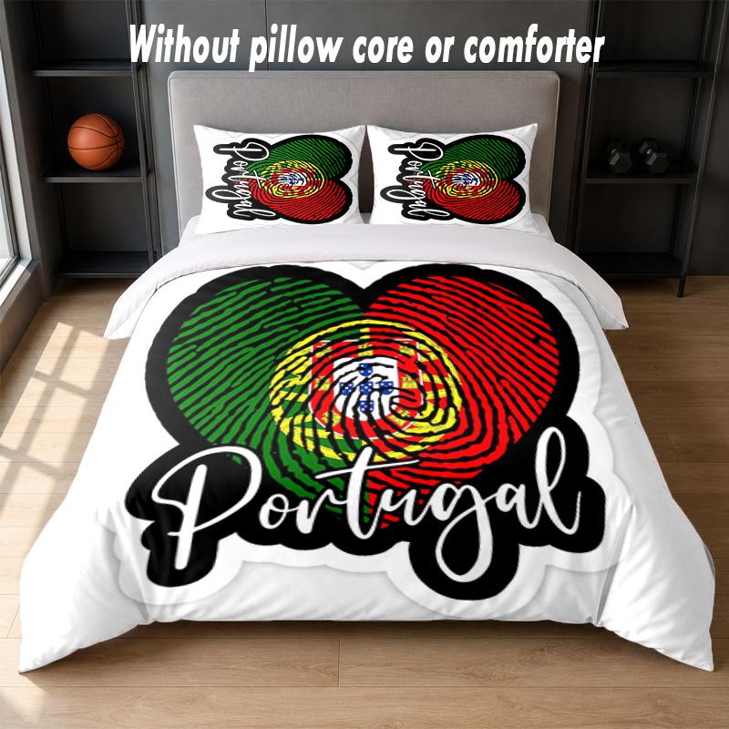Portugal national football team Design Bed Bedding Set 1 Duvet Cover + 2 Pillowcases Soft Breathable Household Bed Linens