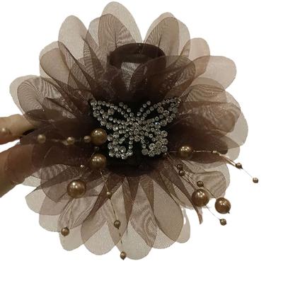 Mesh Butterfly Flower Hair Clip Women Shark Ponytail Clip Headdress Temperament Flower Hair Claw Tassels Headwear