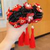 Flower Children Hanfu Hair Ring Red Chinese New Year Headwear Lovely Bow Wig Braid Hair Rope  Baby