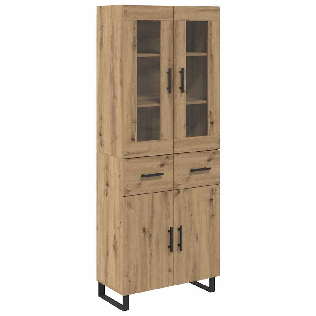 Highboard 2 pcs Artisan Oak Engineered Wood and Glass
