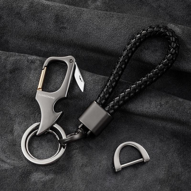 Men's Waist-Mounted Keychain with Box Cutter, Creative Key Ring, Anti-Lost Phone Number Tag Pendant