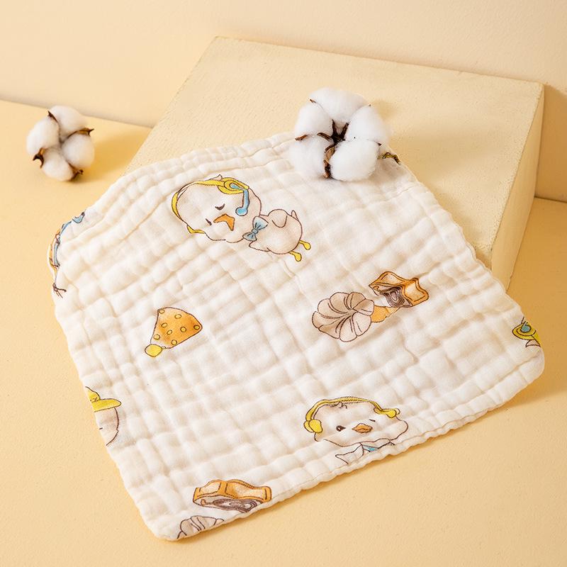 Pure Cotton Baby Washcloth - Soft Cartoon Infant Face Towel, Saliva Towel, Newborn Small Square Towel