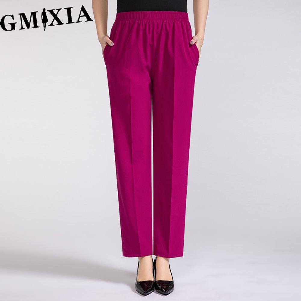 GMXIA Women's Fashion Casual Solid Color Print Pants & Capris Trousers