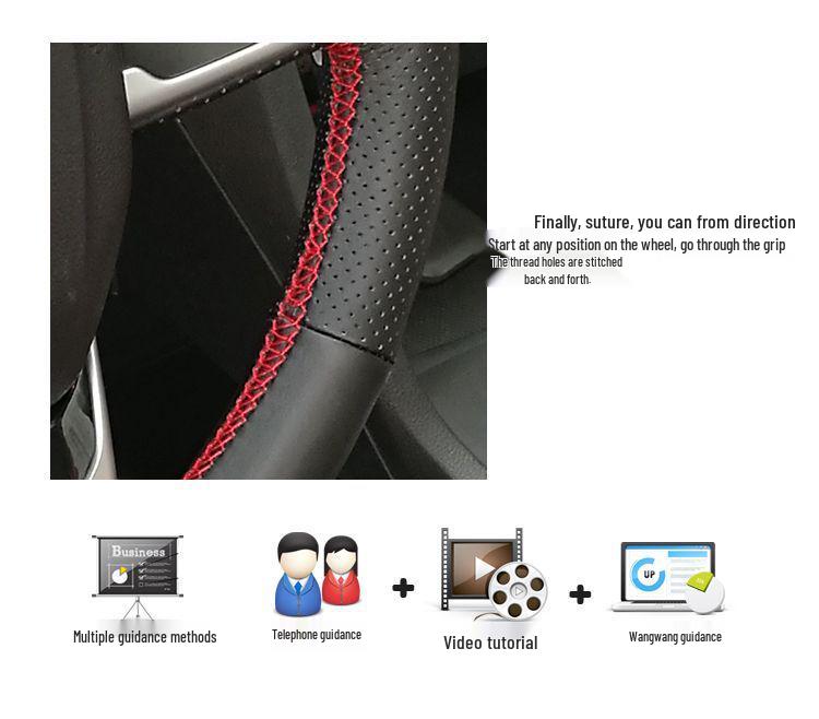 Ručně šitý potah volantu z mikrovláknové kůže pro Peugeot 307