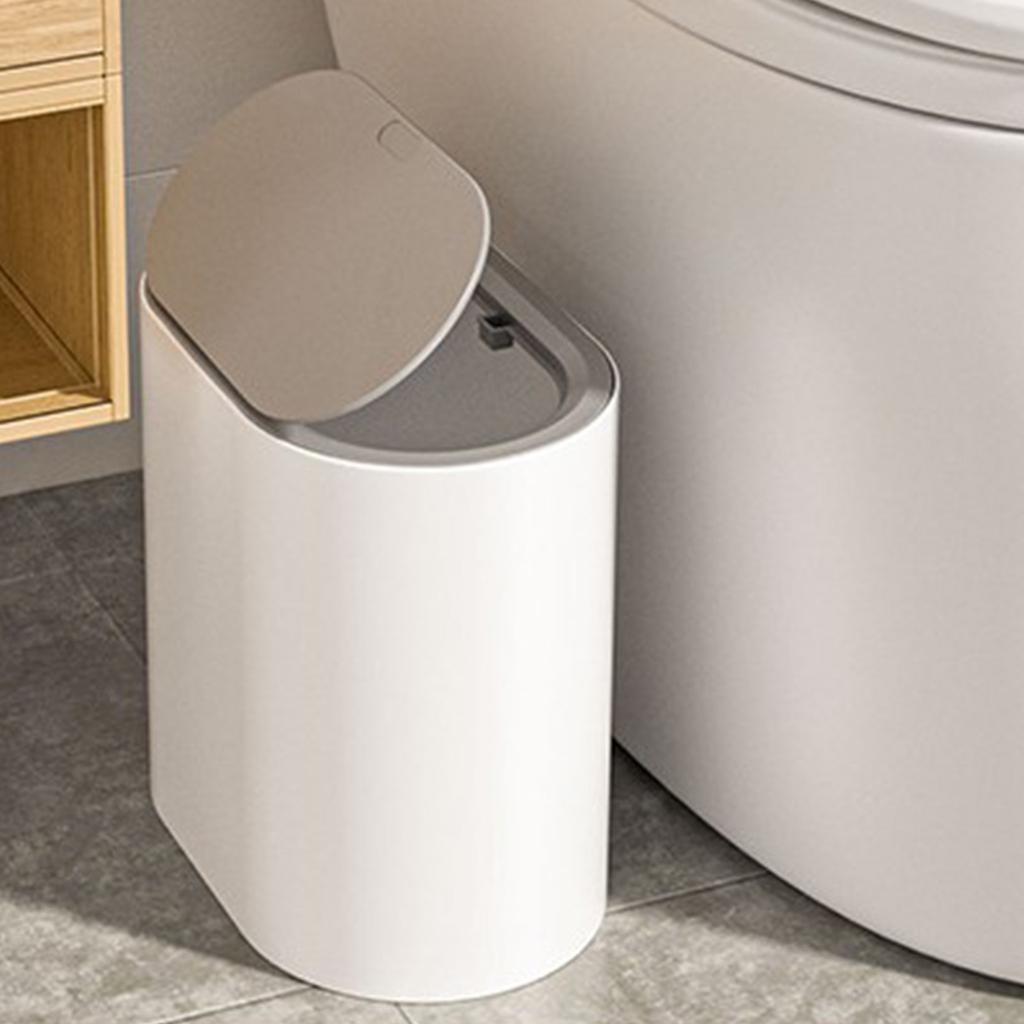 Toilet Push-open Lid Plastic Trash Can Household Toilet Trash Can Office Trash Can