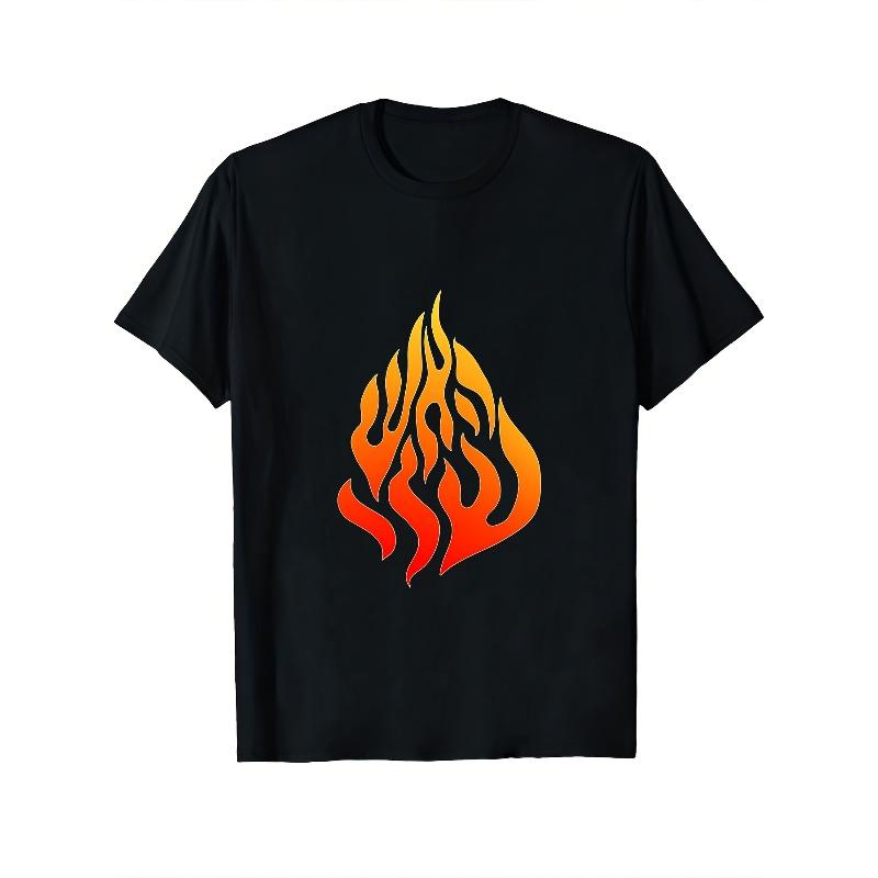 European sizes Men s Nachman Flames Fire Logo Graphic Tee - Black Featuring an Orange-Yellow Flame Pattern, Comfortable Breathable Material S