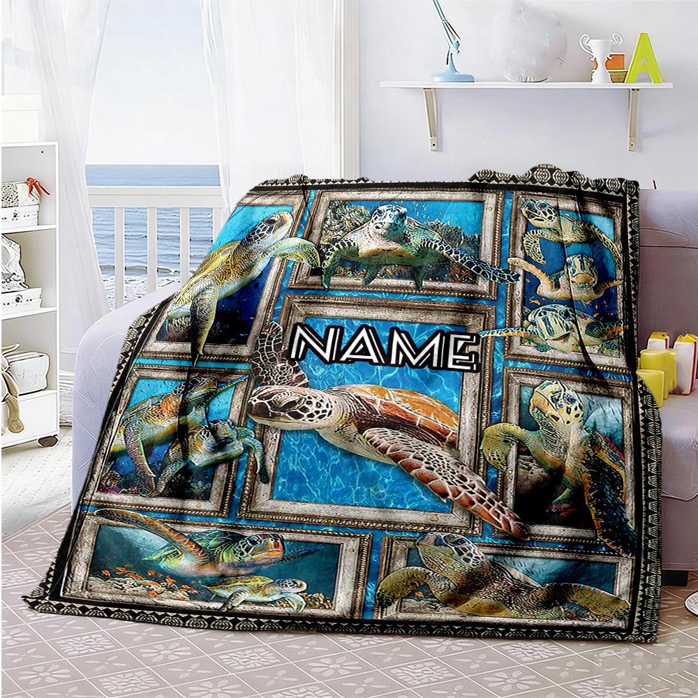 Sea Turtles565 Personalized Name Blanket Cozy Customizable Blanket Ultra-Soft for Couch Bed Bedding Home Decor Four Seasons Universal