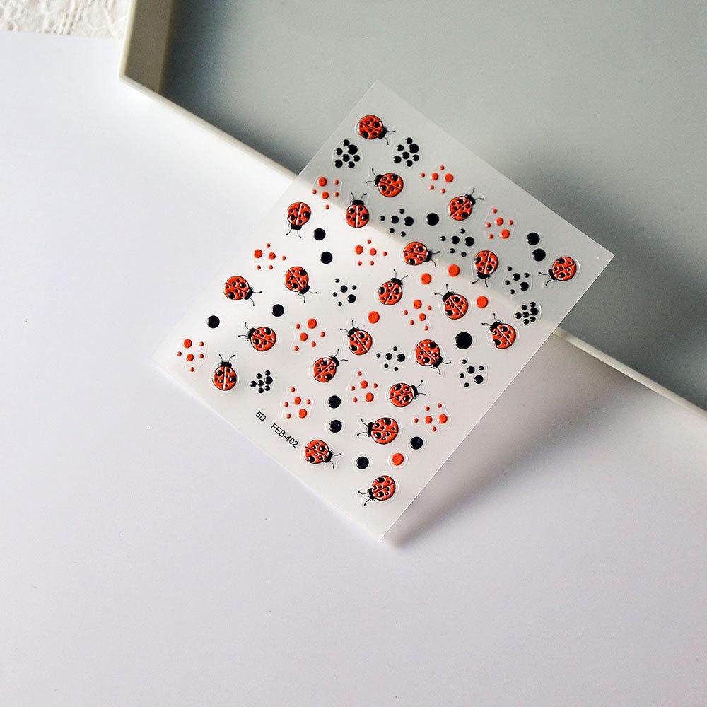 Polka Dot Ladybug 3D Nail Stickers - Waterproof & Self-Adhesive, Mix & Match