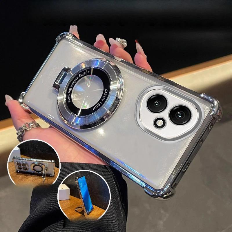For Honor 400Lite Case Luxury Plating Stand Shockproof Clear Case For Honor 400 400Pro 300 200 100 90Lite Nova13 12 X7 X8C Cover