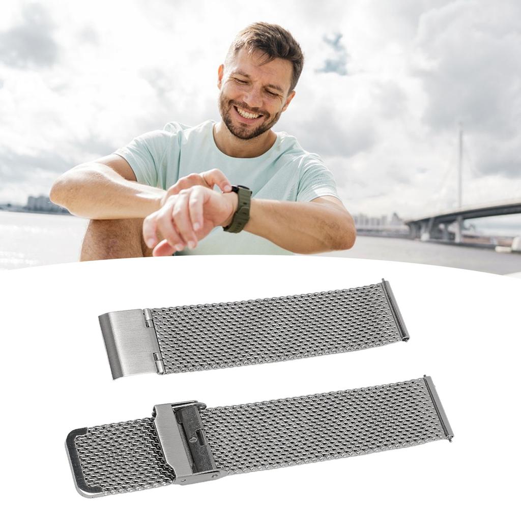 20mm Mesh Watch Band Quick Release Waterproof Luxury Mesh Stainless Steel Watch Strap for DW Silver