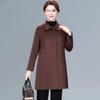 Women's Plus Size Mid-Length Wool Coat - Double-Sided, Fashionable Autumn/Winter Outerwear for Middle-Aged and Elderly