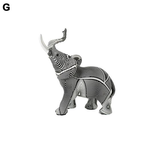Creative Elephant Shape Statue Graffiti Pattern Good Luck Figure Synthetic Resin Display Mold Office Decor