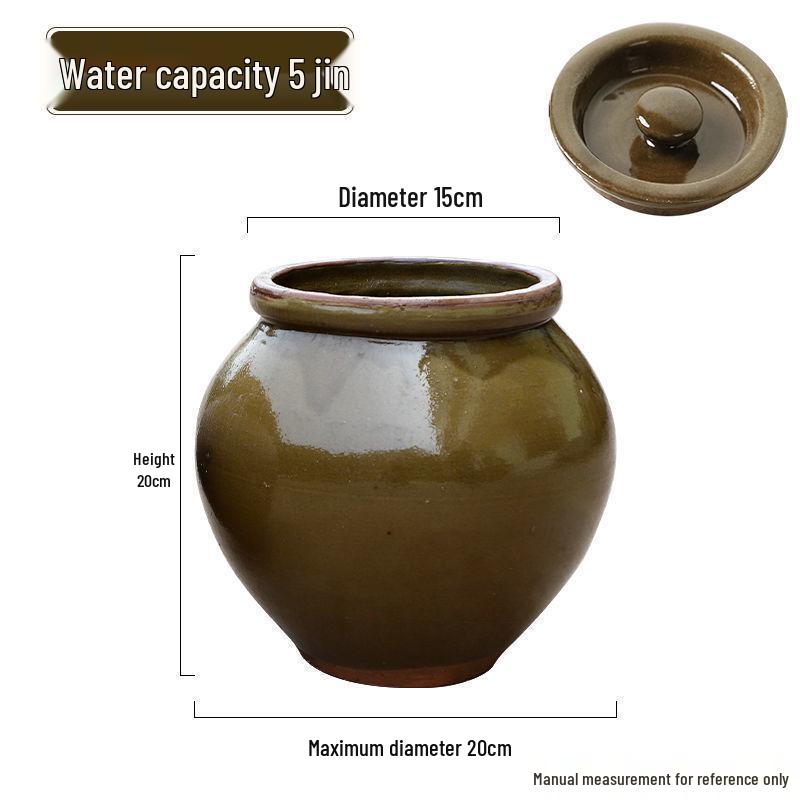 

Earthenware Pickle Crock with Lid for Pickled Vegetables, Meat, or Sauce Storage
