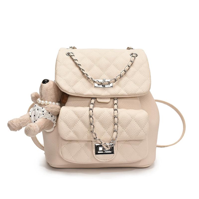 

2025 summer new Korean trend small fragrant wind rhombus chain small backpack bag women s versatile foreign light luxury backpack no pendant белый