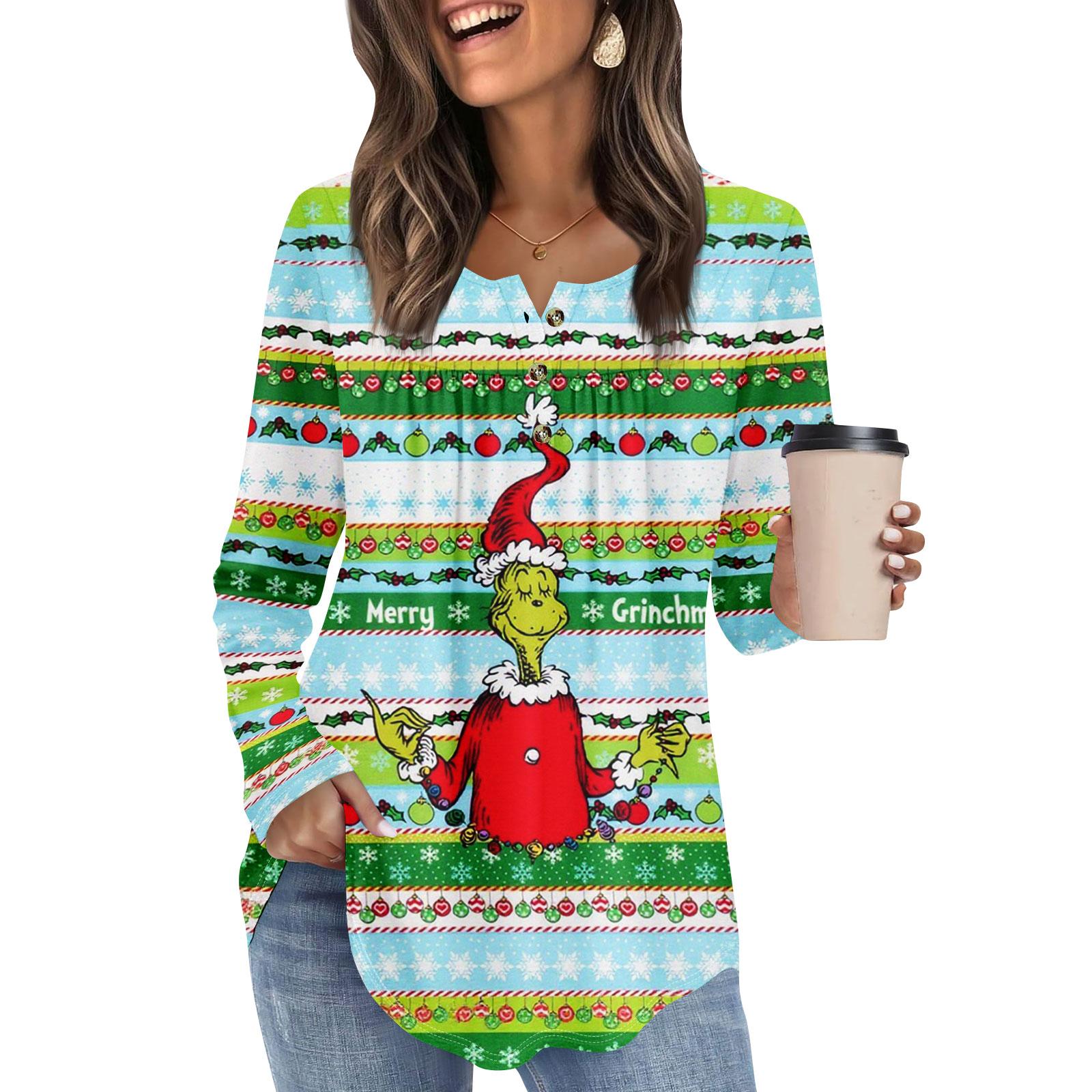 

Женская туника с длинным рукавом, свободные топы, повседневные топы оверсайз, плиссированная туника, застегивающаяся на пуговицы, повседневные женские топы с принтом L