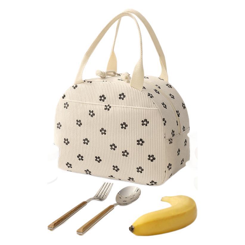 Kordfløyel Isolert Bento Lunsjveske - Ideell for Studenter og Kontorarbeidere