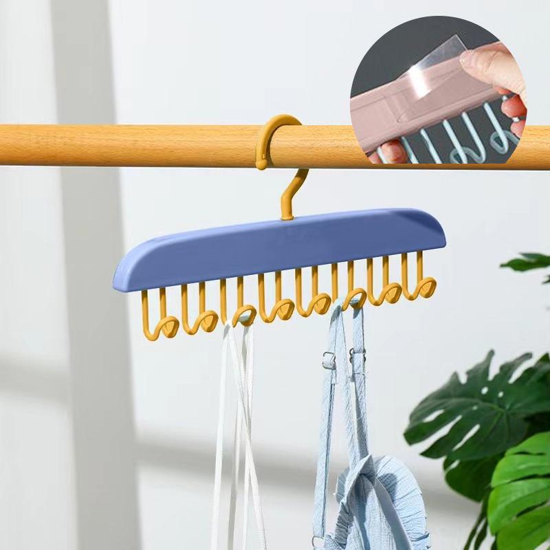 

1 шт. Многофункциональная вешалка для одежды с восемью крючками для дома и ванной комнаты, не оставляющая следов, высокоэстетичная, конфетного цвета, крючок для хранения 28cm синий