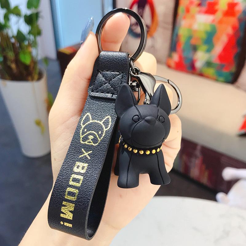 Charming French Bulldog Resin Keychain: Stylish Cartoon Pendant Accessory