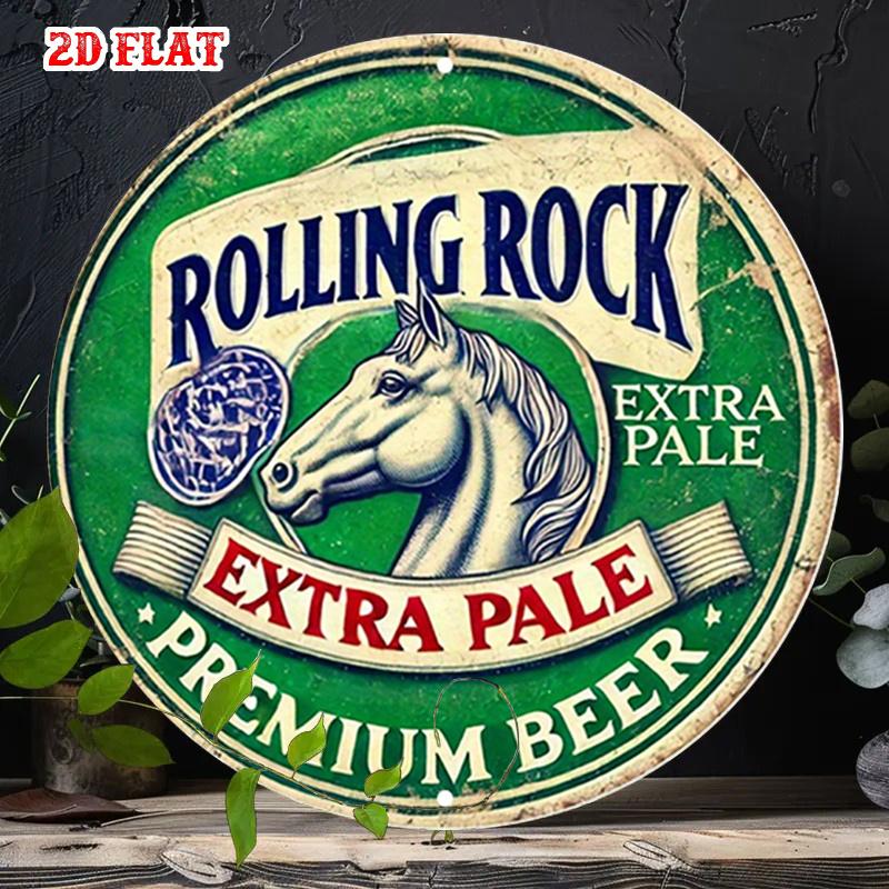 D Flat pc Horse Round Aluminum Sign Extra Pale Metal Tin Sign Rolling XRound Aluminum Sign Premium Beer Metal
