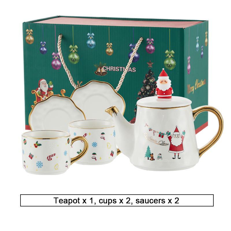 Kerst Keramiek Theeserviezen Koffiekop & Schotel Kerstman Eland Sneeuwpop Theepot en Kop Set Drinkwaren Kerstcadeau 1 Pot 2 Kopjes