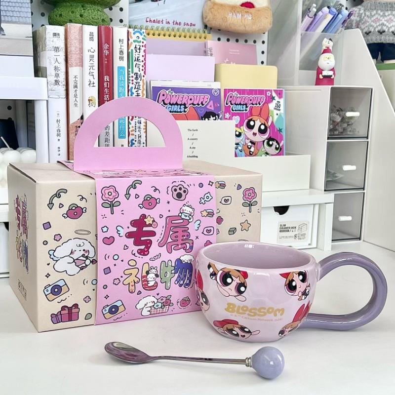 Uroczy ceramiczny kubek Powerpuff Girls Kubek do picia dla chłopców i dziewcząt Kubek do picia dla pary Kubek do kawy do biura Prezent na urodziny