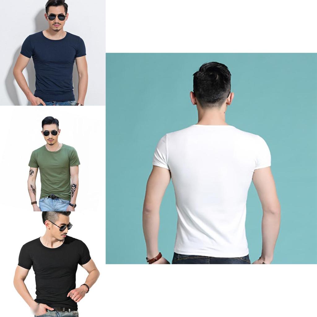 Men's Summer Casual Fashion Solid Color O-neck T-shirt With Short Sleeves