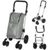 Shopping Trolley, 46 Litre Bag, Foldable Shopping Cart with Cooler Bag, Adjustable Handle, Aluminum Frame, Grey