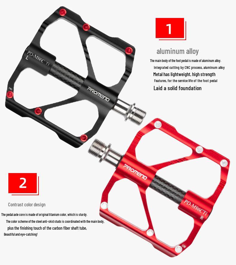 PROMEND 86T Mountain Bike Pedals - Titanium Axle, Carbon Tube, 3 Bearings, Road Cycling Pedals