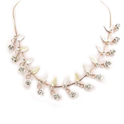 [D3546] - Designer-Halskette 'Rosa Romantica' Grau