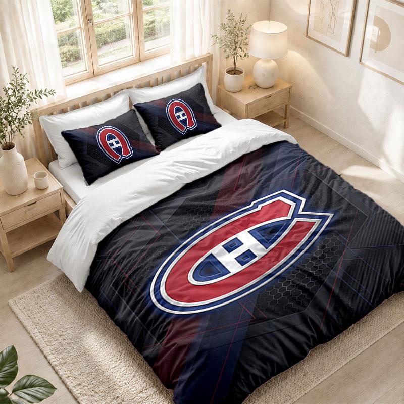 Bedding Set 1 Duvet Cover 2 Pillowcases Montreal Canadiens Print Bedroom Home Decoration