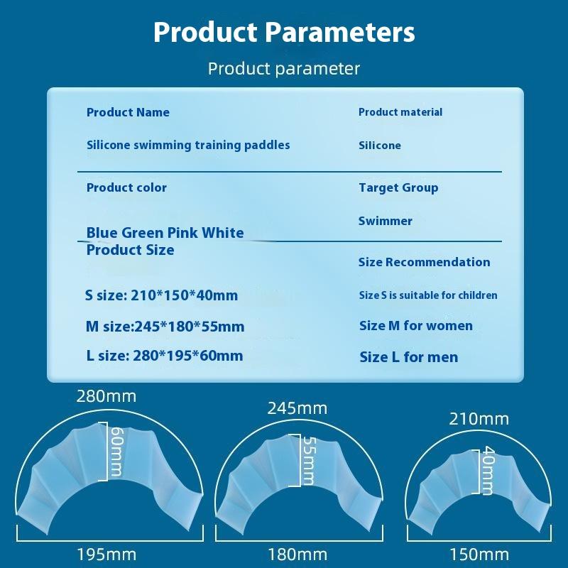 1pair Pool Sport Swim Paddles for Men Women Premium Silicone Finger Hand Flippers Children's Training