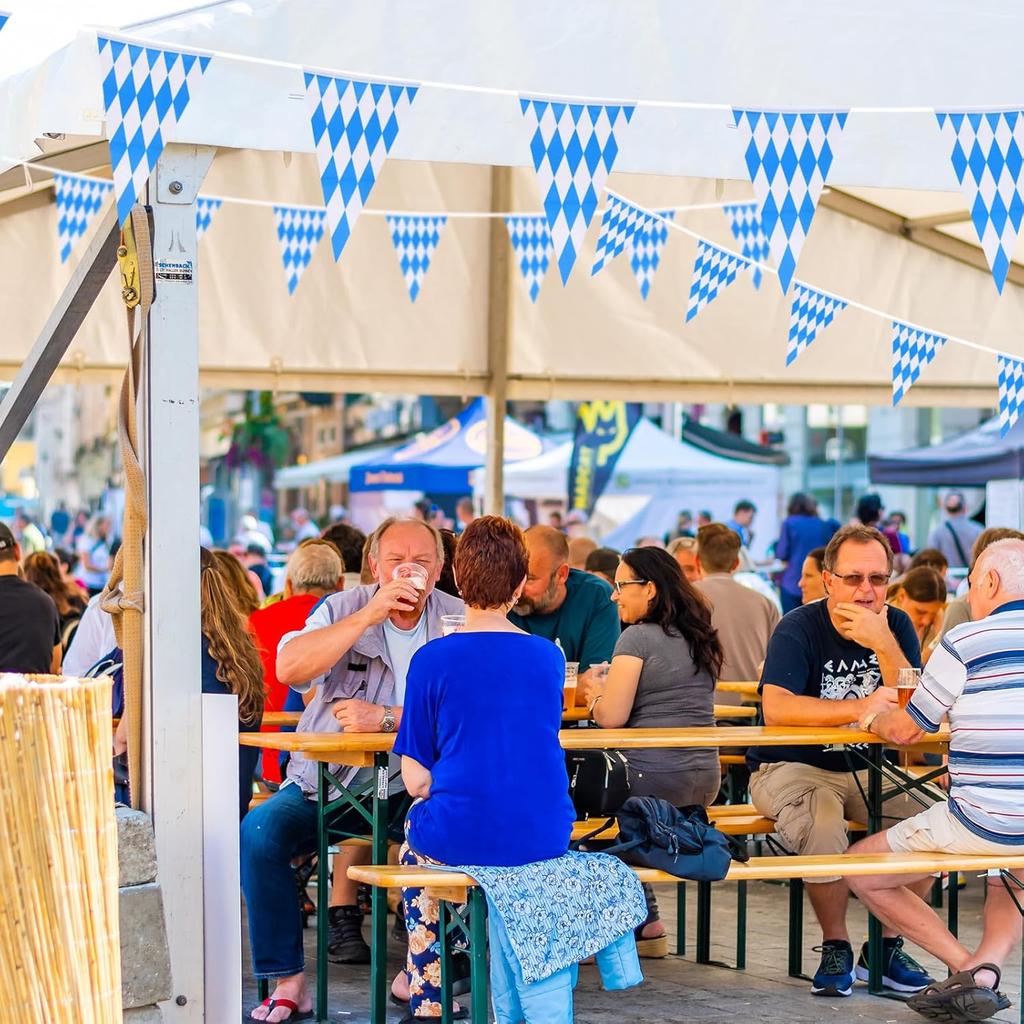 CHRORINE 99 Feet Oktoberfest Pennant Banner Bavarian Bunting Flags, Oktoberfest Decorations Party Supplies, German Party, October Festival